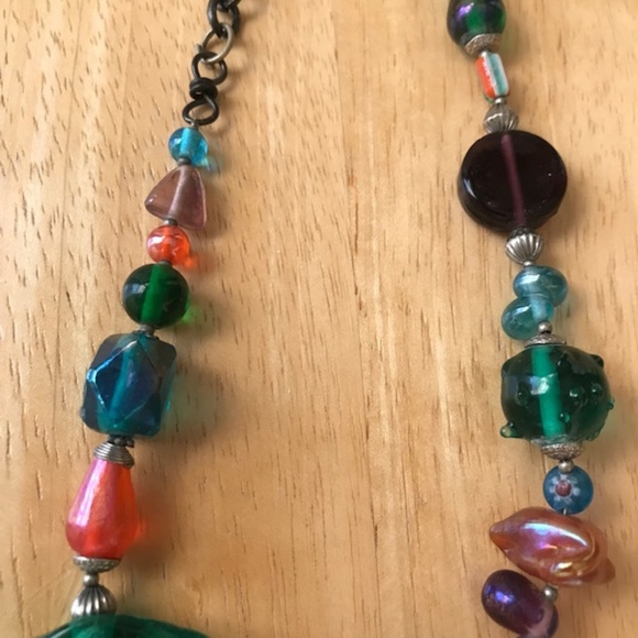 Tribal Glass Beaded Necklace Earrings Set Handmade - Picture 8 of 8